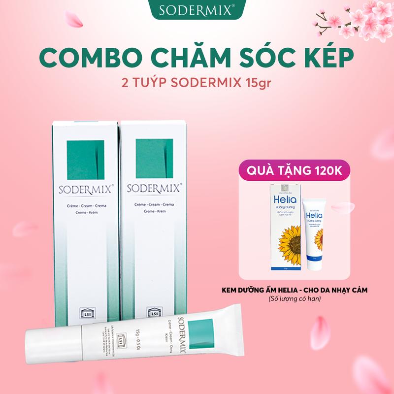 Combo 2 SODERMIX 15g, [Tặng Kem Helia] Kem Bôi Nhập Khẩu Nguyên Hộp Từ Pháp, Hỗ Trợ Giảm Ngứa, Mẩn Đỏ, Mụn Nước, Da Bong Tróc