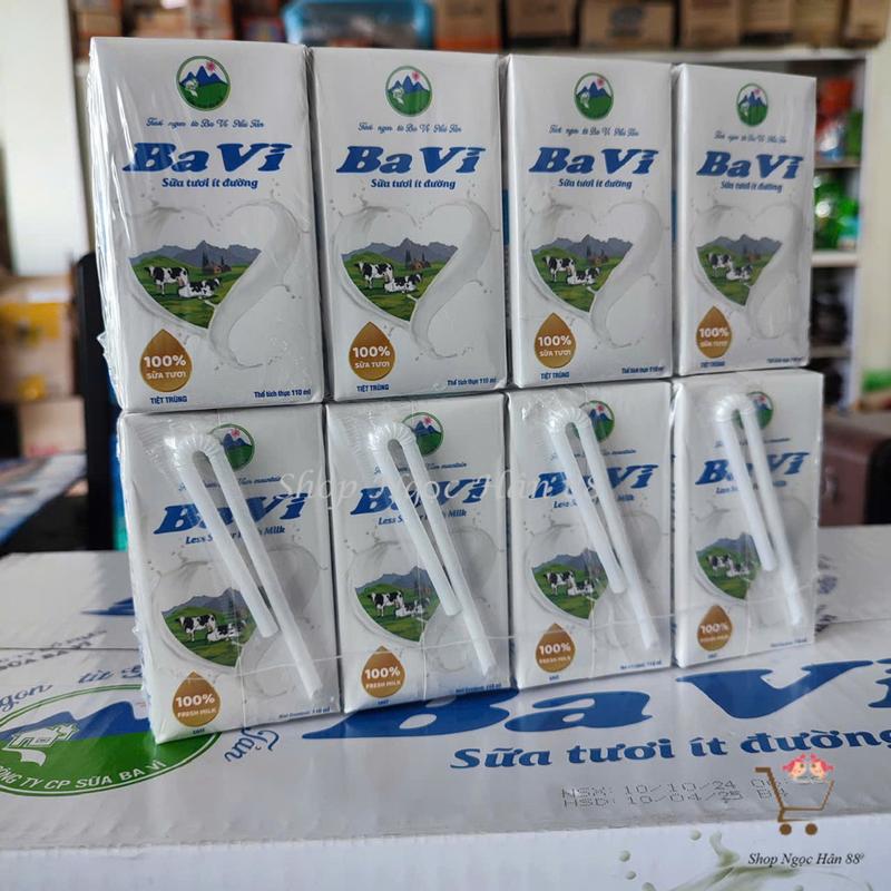 Thùng 48 hộp Sữa tươi tiệt trùng Ba Vì Có đường/ít đường 110ml/hộp 2