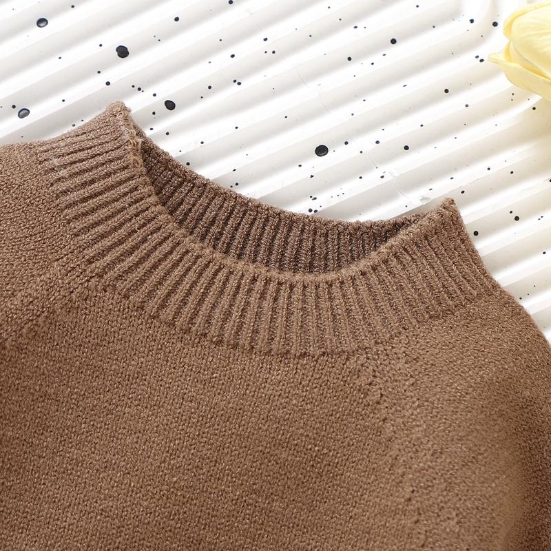 Product Introduction of Toddler Autumn Winter Knit Sweaters Long Sleeve Round Neck Solid Color Knitwears 62