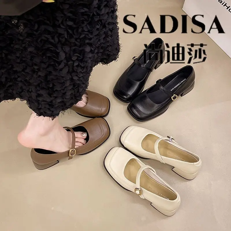Giày Nữ, Phong Cách Mary Jane Thanh Lịch Cổ Điển Shangdisha, Thời Trang Mới Mùa Thu 2024, Giày Da Nhỏ Dễ Phối Đồ Giày Cao Gót Cao Cấp Shoes Women 3