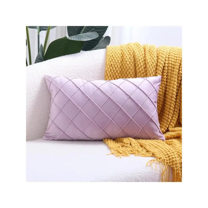 1pc Velvet Decorative Pleated Pillow Cover, Square Soft Cushion Case For Sofa And Coffee Shop 5