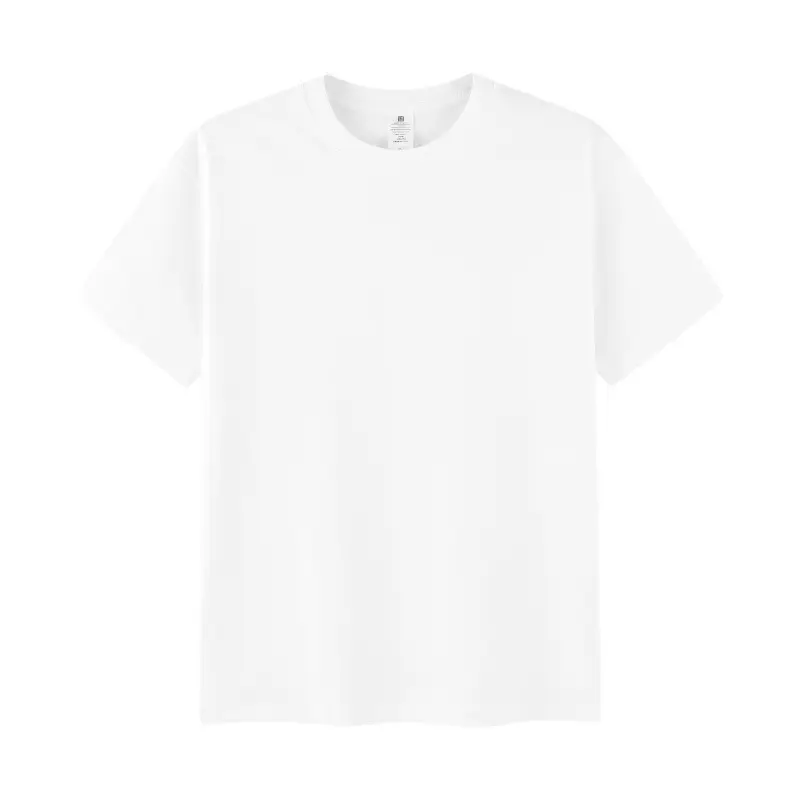 Summer 220G Heavy Xinjiang Cotton White Short Sleeve T-shirt Women's Solid Color Men's and Women's Same Style Loose Crew Neck T-shirt Ins