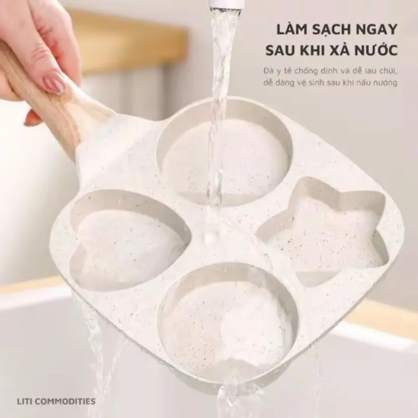 chảo chiên trứng 4 ngăn chống dính nhôm tráng vân đá   1 frying pan chảo chảo