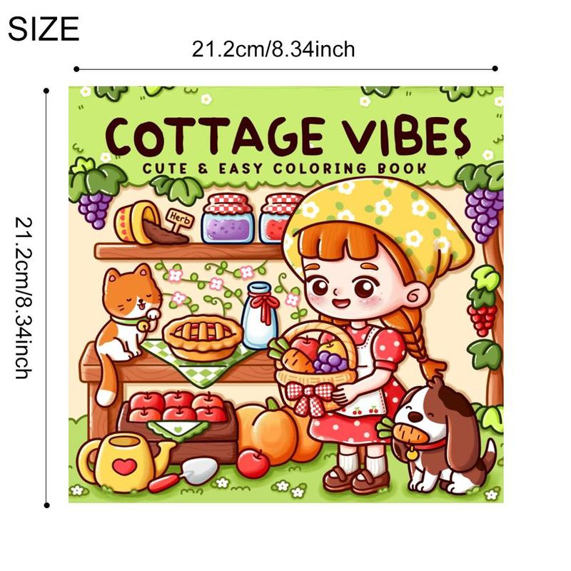 Cottage Vibes & Cozy Times Coloring Book Set, 2 Counts/set Coloring Book, Arts & Crafts Easels, Painting Supplies for Girls, Boys, and Pets 4
