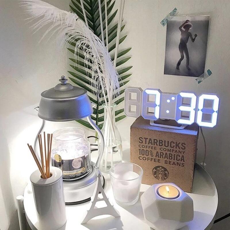 3D LED Digital Large Wall Clock Modern Glowing USB Table Watch Home Living Room Date Temperature Calendar Alarm Decorative Clocks 2