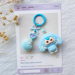 Aksesori DIY, Tiga Anak Patung Mewah Bayi, Rantai Kunci Zarah Kartun Comel, Loket Beg, Fesyen, Hiasan Gantung Kartun Kreatif Keychains Bead