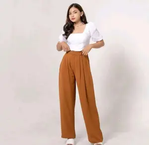 Loose pants wanita crinkle airflow kulot highwaist celana melar panjang