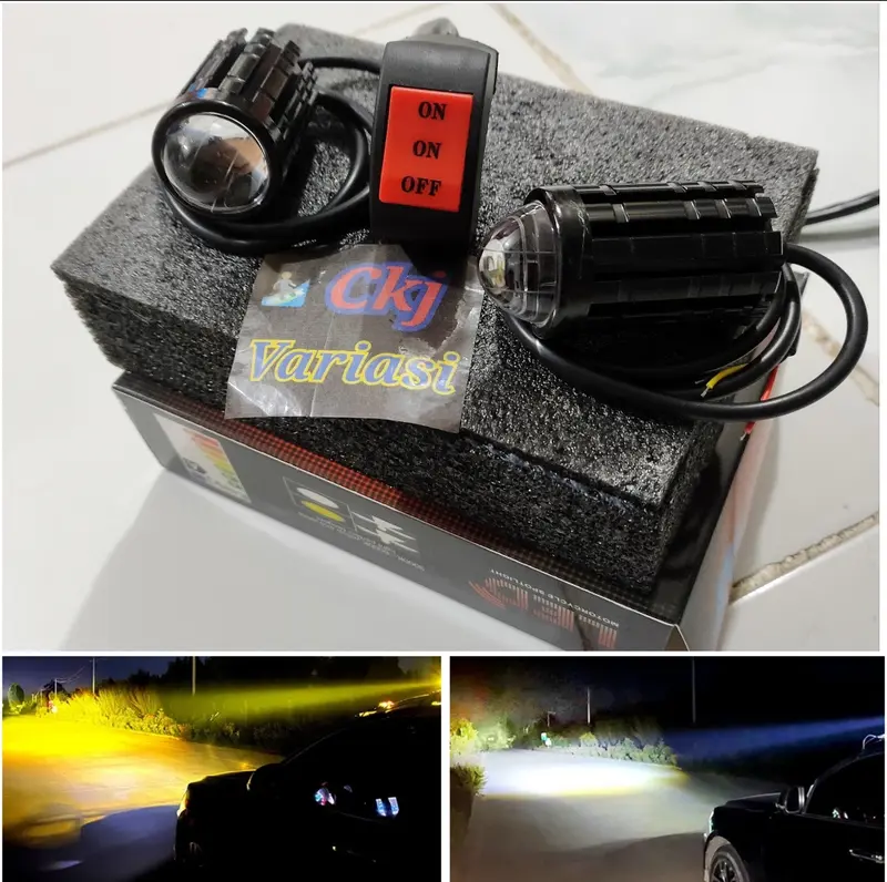 2pcs laser foglamp d2 superbright high low mini driving lampu tembak laser BONUS SAKLAR Lampu Sorot Motor 0