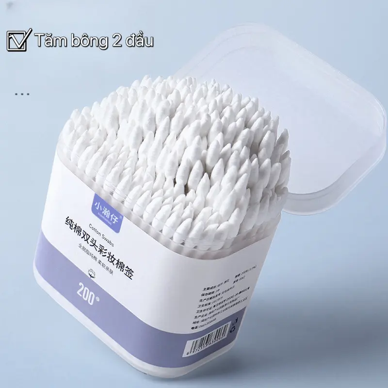 Hộp 200 Tăm Bông Ngoáy Tai Hai Đầu Dùng Một Lần Tiện Dụng Lấy Ráy Tai 3