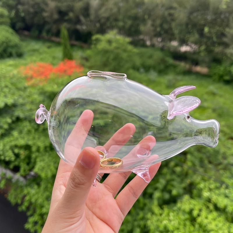 CÓ SẴN HCM-  Heo thuỷ tinh trong suốt đựng vàng -  đựng nhẫn vàng - HEO HỒNG CHU MỎ