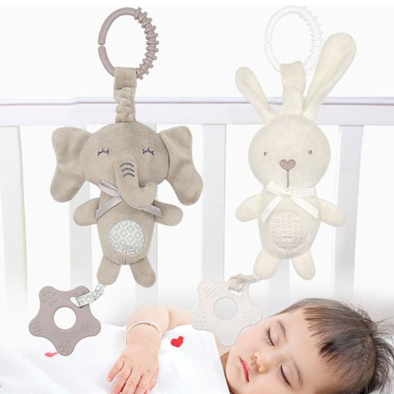 Product Introduction of Cartoon Animal Shake Bell Pendant Plush Elephant Rabbit Cute Rattle Windchime 2