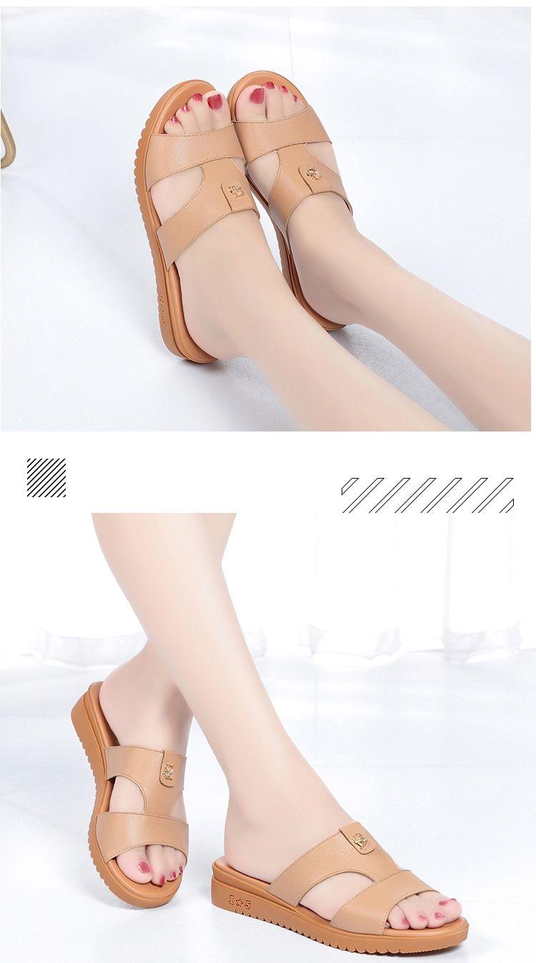 Product Introduction of Dép Đế Xuồng, Da Thật Mềm, Đế Mềm, Giày Nữ Trung Niên Dép Cho Mẹ Đế Thấp Đế Bằng Mùa Hè Mới 2024 8