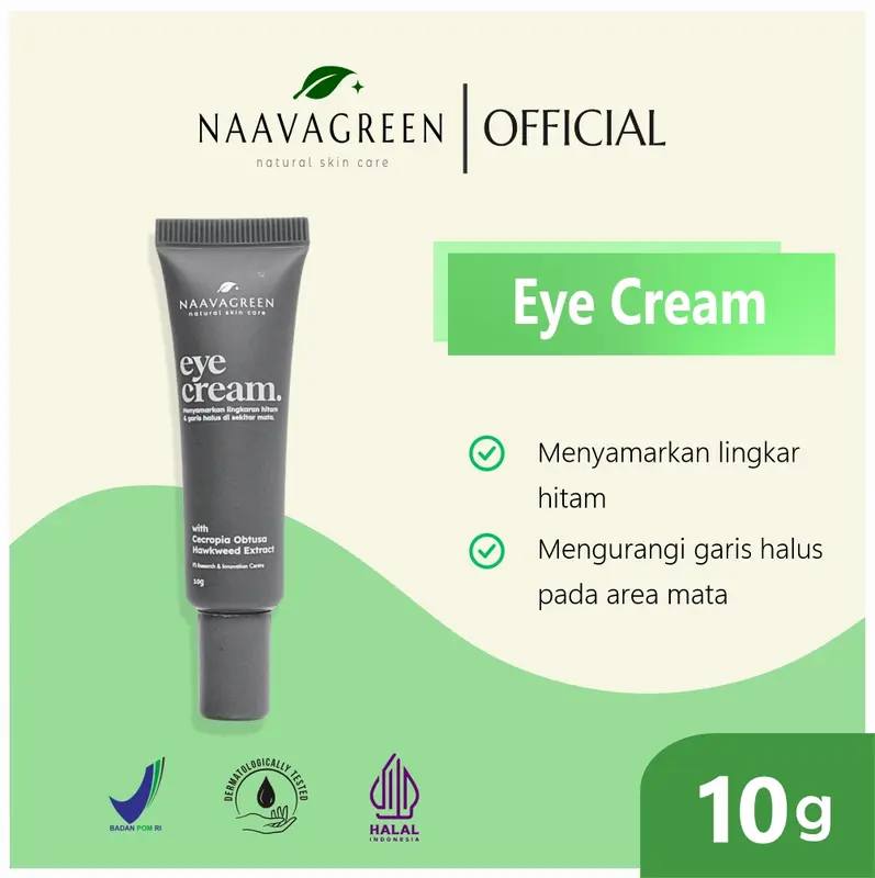 Eye Cream - Krim Mata Naavagreen (Tube 10 Gram) - Mengurangi Lingkaran Hitam, Kerutan, dan Kantung Mata 0