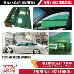 Kaca Film Riben Hijau Green SUN PROTECT Mobil Rumah Kantor Meteran