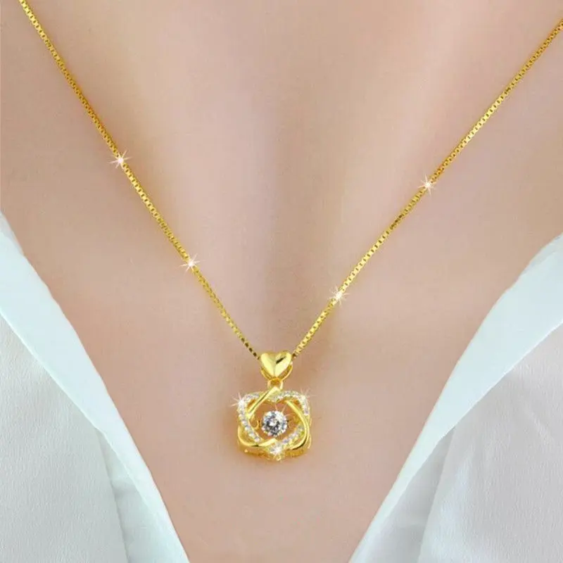 Vòng Cổ Vàng, Dành Cho Phụ Nữ, Dây Chuyền Xương Đòn Mặt Dây Chuyền Tình Yêu Hình Trái Tim Trang Sức Chain Jewelry 2