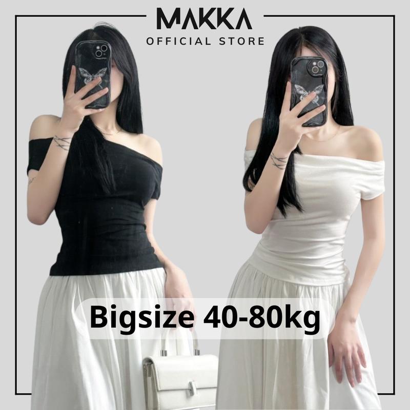 Áo thiết kế nữ MAKKA áo trễ vai co giãn ôm body tôn dáng phong cách tiểu thư thanh lịch 3008 Top Women