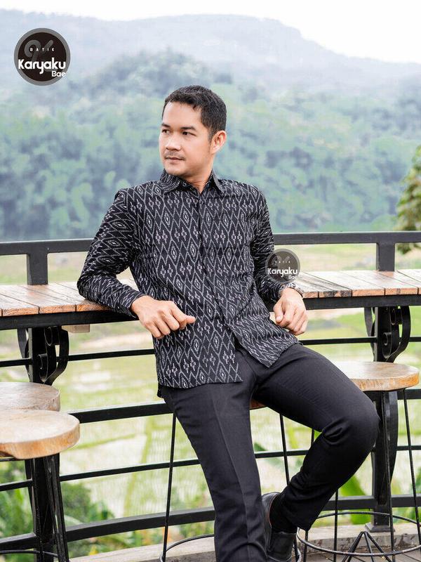 COUPLE GAMIS PREMIUM NAELA KEMEJA PANJANG BATIK KARYAKU Baju Katun Muslim Wanita Motif Pasangan Dress 6