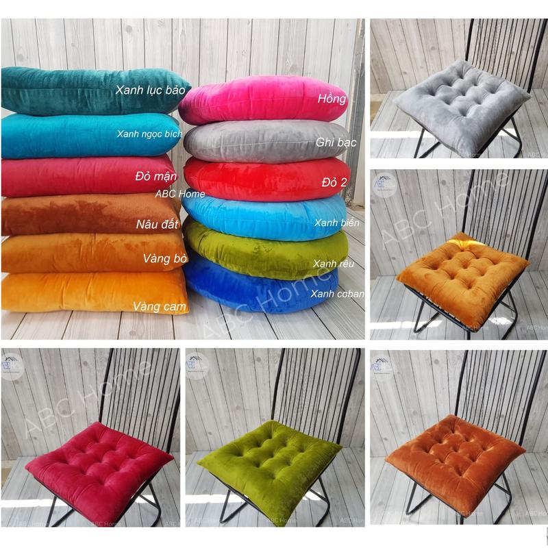  Đệm ngồi bệt vuông nệm ngồi ghế Vải nhung 42x42x8cm hàng đẹp 