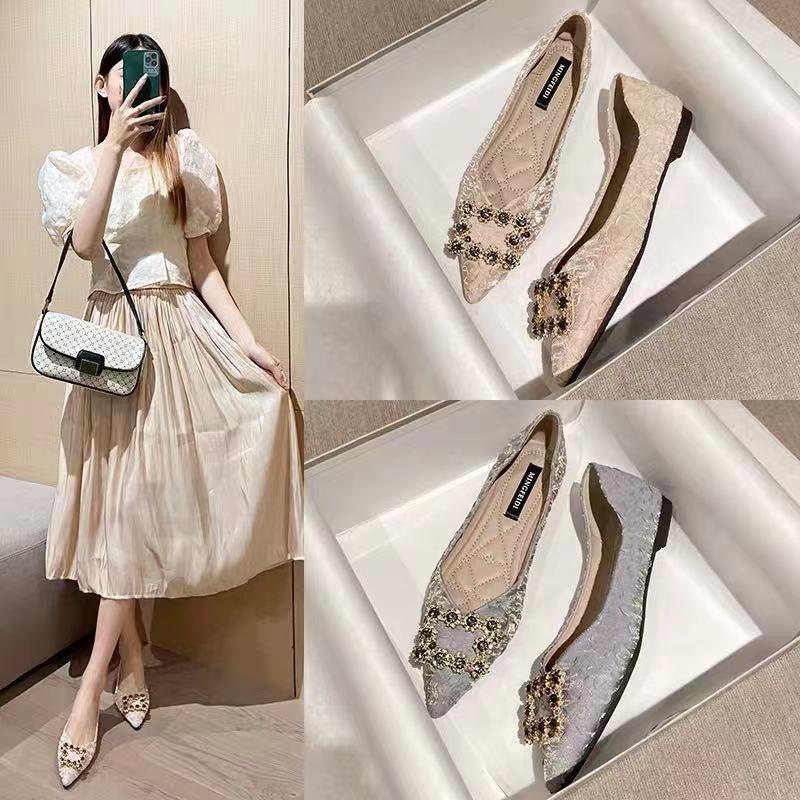Giày Dễ Phối Đồ Đế Mềm, Cắt Thấp, Mũi Nhọn, Ngoại Cỡ, Bơm Phẳng, Phong Cách Wanwan Quý Cô Cổ Tích Nhẹ Nhàng, Hàng Mới Về Mùa Lò Xo 2024, Thích Hợp Cho Tất Cả Các Mùa 6