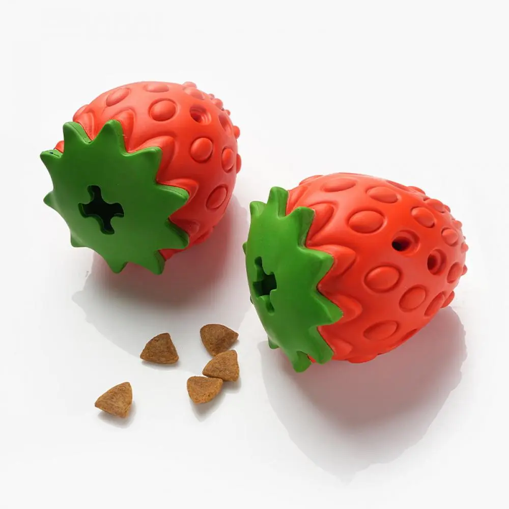 Strawberry Shaped Dog Toy, 1 Count Interactive Durable Nylon Anti-bite Small Dog Toy, Teeth Cleaning Pet Toy with Hidden Treats & Sound, Dog & Cat Accessories