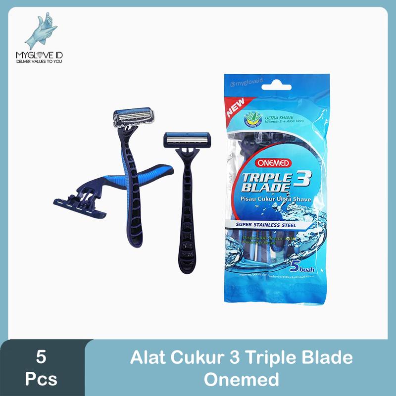 Pisau Rambut Razor Pisau Cukur 3 Blade Ultra Shave / Alat Cukur / Razor Onemed isi 5 Pcs ...