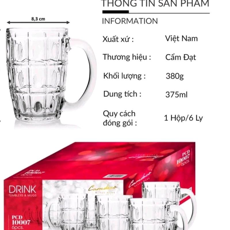  Bộ 12 Ly Thủy Tinh 316 Dày Bền Có Quai 380 ml  Việt Nam Sang Trọng Hiện Đại 