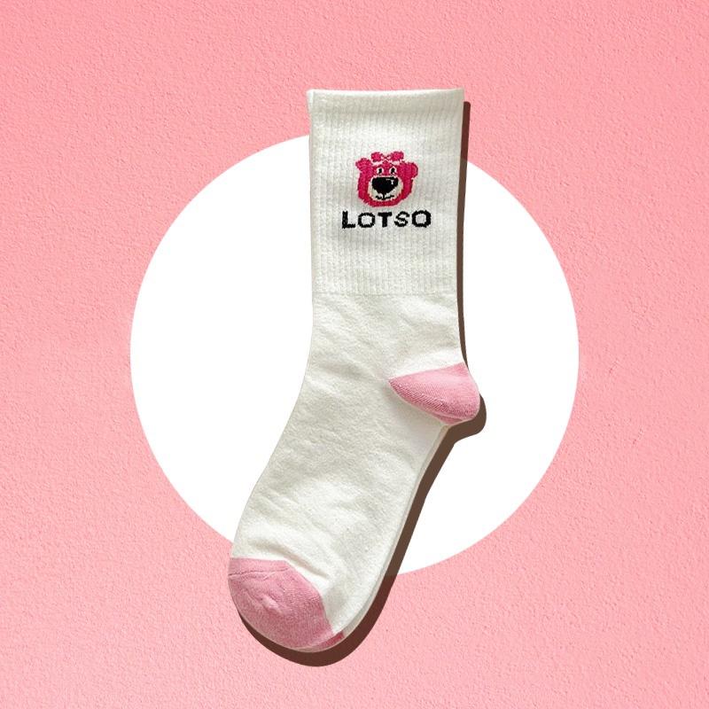 Product Introduction of Pink Bear Cartoon Cute Sweet College Style Autumn Winter Stockings Women 25
