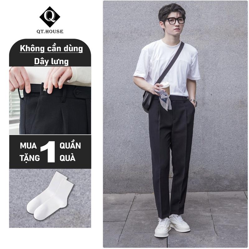 [Bán chạy] Quần Âu Nam Qthouse Điều Chỉnh Eo Cạp Quần Thiết Kế Sidetab Lưng Cao Form Dáng Baggy Hàn Quốc QTA04 Menswear Pants
