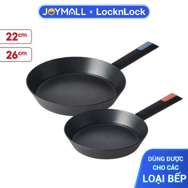 Chảo Chống Dính Locknlock Index IH CAF2205 22cm, CAF2605 26cm Phủ Titanium Dùng Được Bếp Từ, Bếp Hồng Ngoại, Bếp Gas - JoyMall