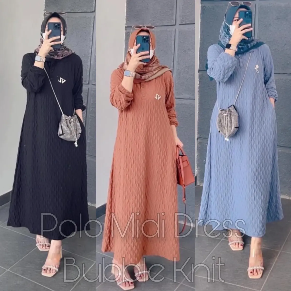 Polo Midi Dress Bubble Knit by Rnf