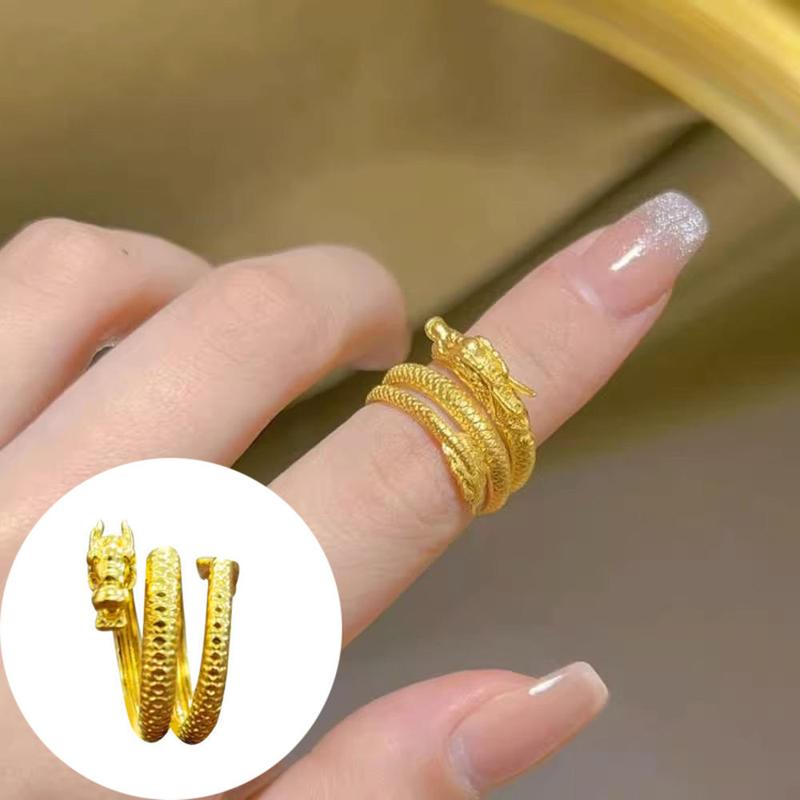 Dragon-Shaped Coiled Dragon Ring Exquisite Gift -Plated Adjustable Dragon Ring Women Jewelry Swinging Tail Dragon Ring for Gift For Women Gift For 4
