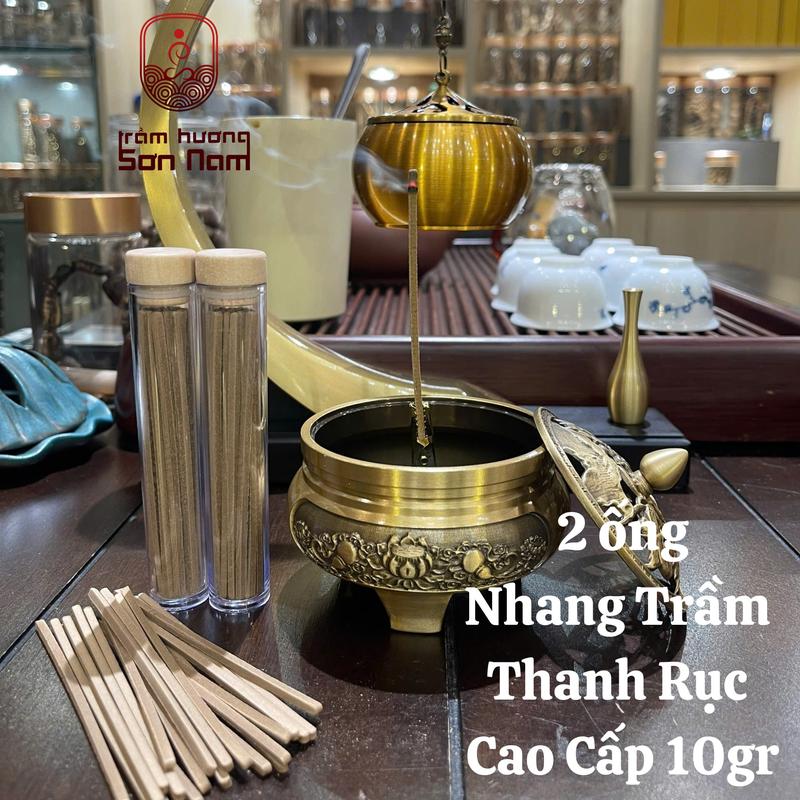 [Sơn Nam] 2 ống Nhang Trầm Thanh Rục Tự Nhiên Cao Cấp 10g (Tặng Kẹp + 2 Nụ Trầm Hương Cao Cấp)