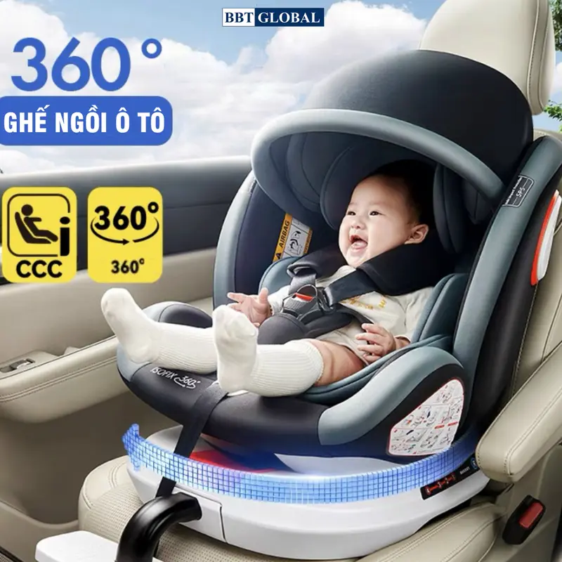 [CAR SEAT] Ghế ngồi ô tô cho bé xoay 360 độ, an toàn cho trẻ sơ sinh tới 12 tuổi GX303 0