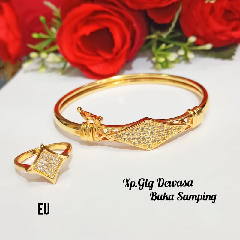 Gelang Wanita TITANIUM Model Bangkok Permata Zircon Free Cincin Anti Karat 5