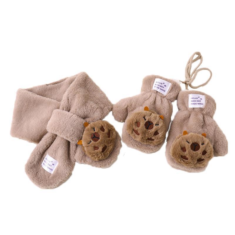Cute Bear Plush Children's Gloves Autumn and Winter Windproof Warm All-Inclusive Gloves Men's and Women's Children & Baby Baby Finger Gloves 9