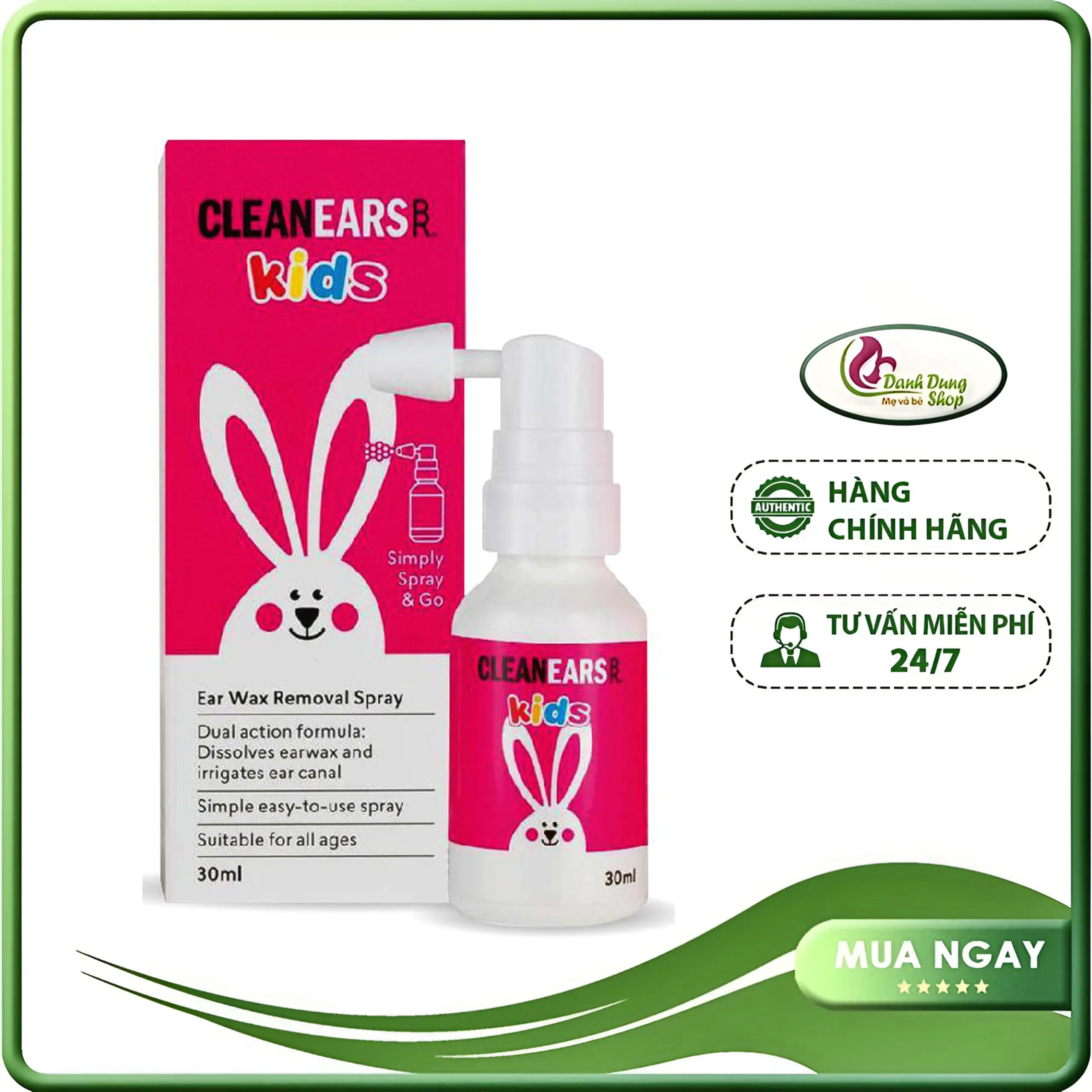 Xịt T.a.n Ráy Tai Cho Bé Cleanears Kids 30ml, Úc (xịt tai)