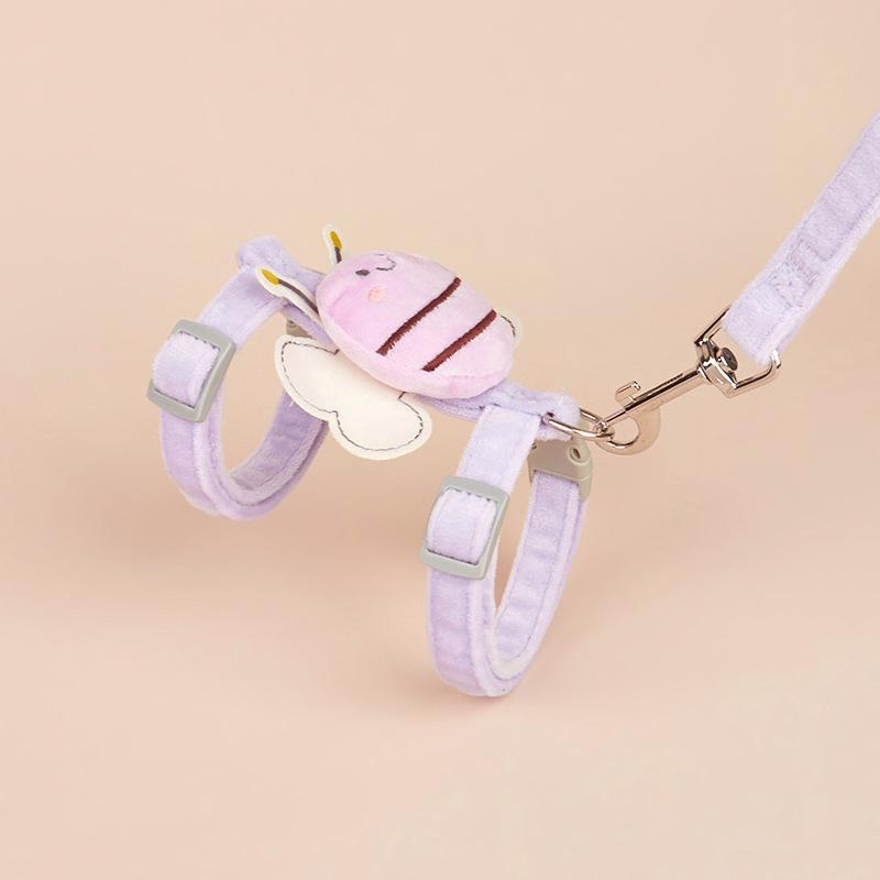 Product Introduction of Cat Chest and Back Bee Adjustable Hand Holding Rope Breathable Small Dog Dog Dog Leash Walking Cat Dog Leash Cartoon 8