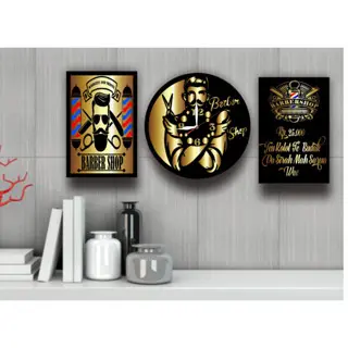 1 set Costume Jam dinding barbershop / Hiasan Dinding/ Hiasan kamar/Barbershop/Toko Cukur / DLL Kayu