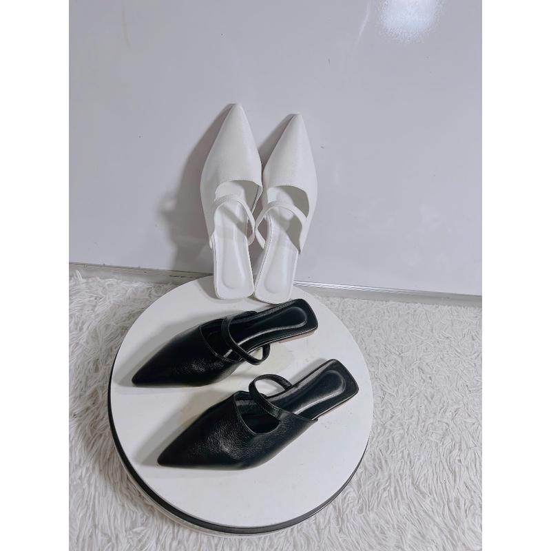 shopgiaylamlam- Giày sục nữ mũi nhọn đế bệt quai ngang liền form rộng HPS6621 ( sục nhọn trơn) DéP Jean 2