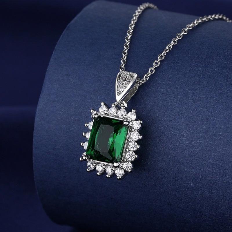 Product Introduction of (With Gra Certificate) Square Emerald Ring Necklace Ear Stud Green Diamond Eardrops Earrings Fine Jewelry 19
