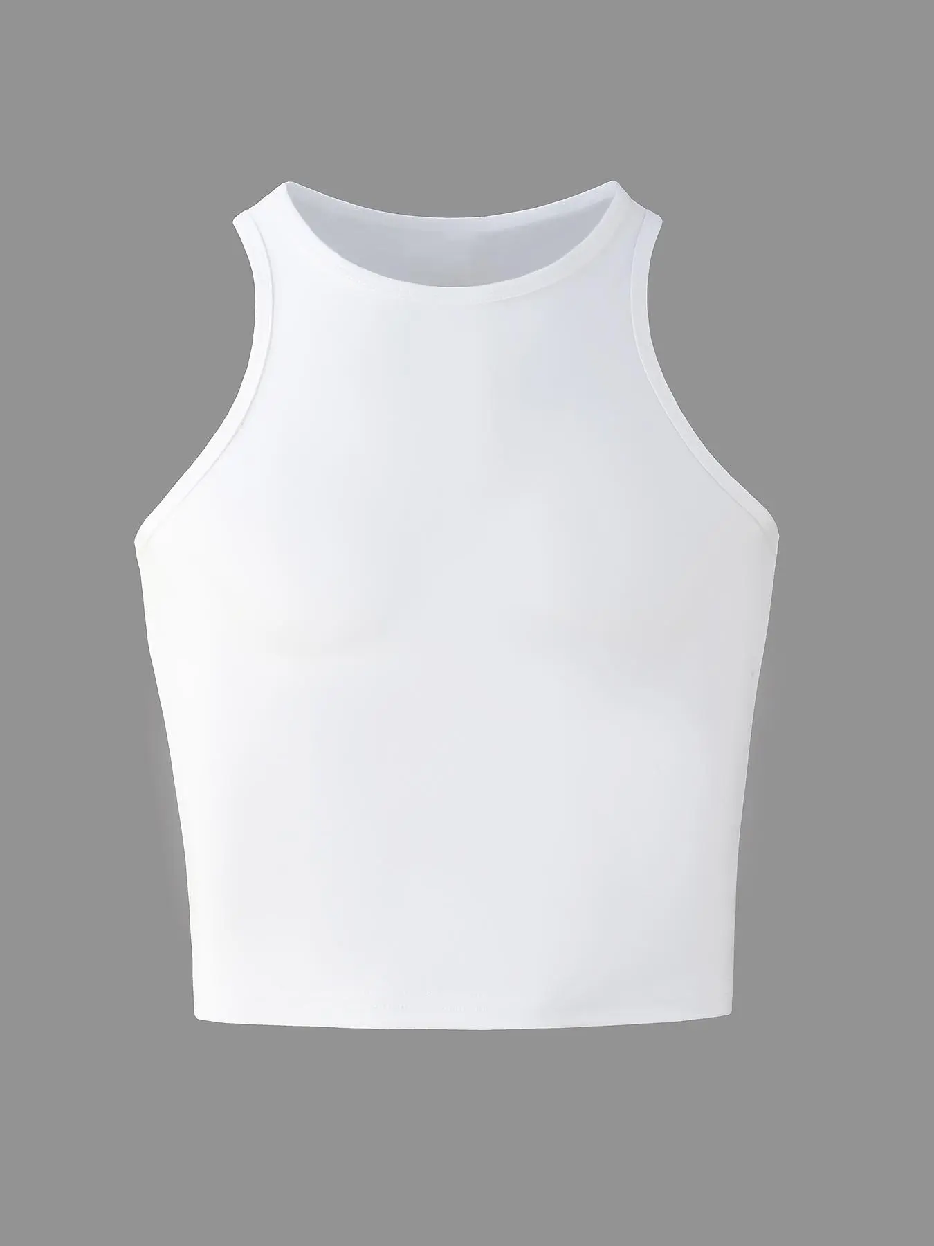 Women's Solid Round Neck Crop Tank Top, Casual Sleeveless Crew Neck Top for Summer, Ladies Clothes for Daily Wear