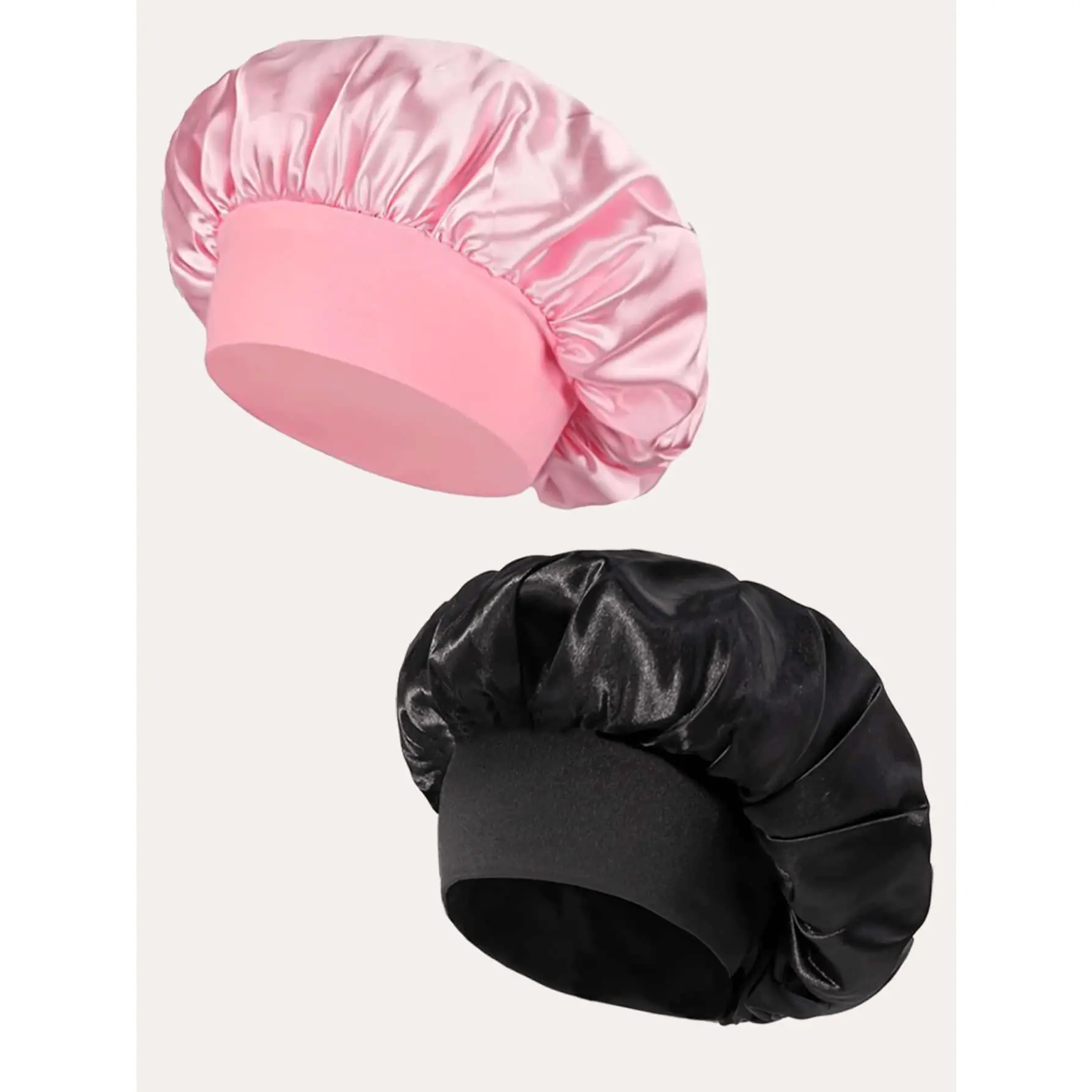 1/2/4/6/8Pcs Ladies' Solid Color Wide-Brimmed Elastic Bonnets - Silky Satin Sleep Caps For Everyday Hair Care, Soft & Breathable Fashionable Nightwear Accessories