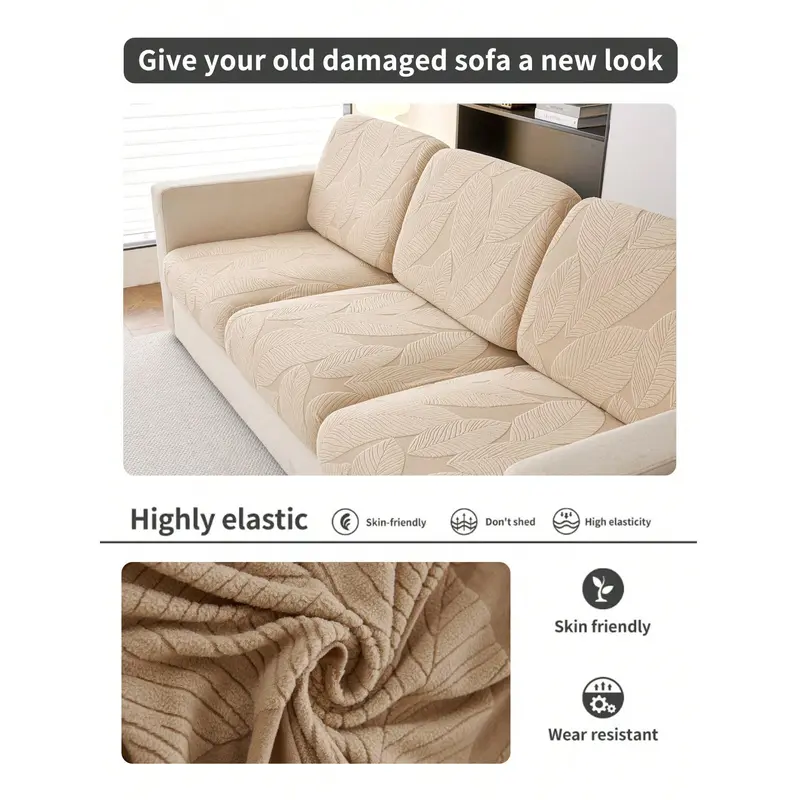 1pc Stretchable Sofa Cover, Anti-Slip & Waterproof, Thickened All Season Sofa Seat Cushion Cover, Machine Washable, Pet-Friendly, Suitable For Bedroom, Office, Living Room, L-Shape Sofa & 1/2/3/4 Seats 8
