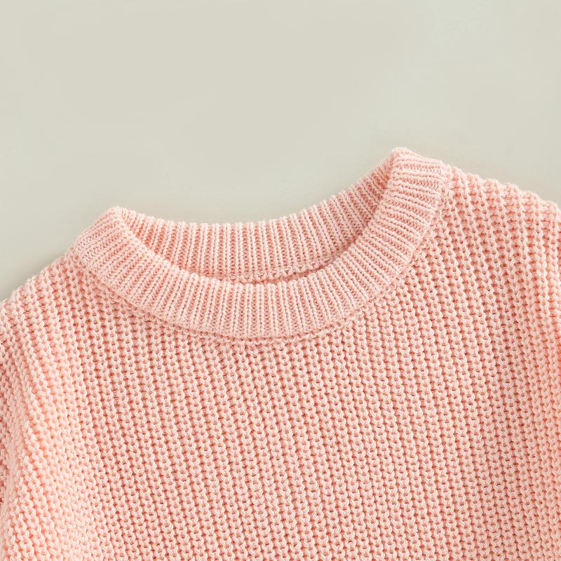 Product Introduction of Toddler Baby Round Neck Sweaters, Long Sleeve Solid Color Loose Knitted Pullovers 59