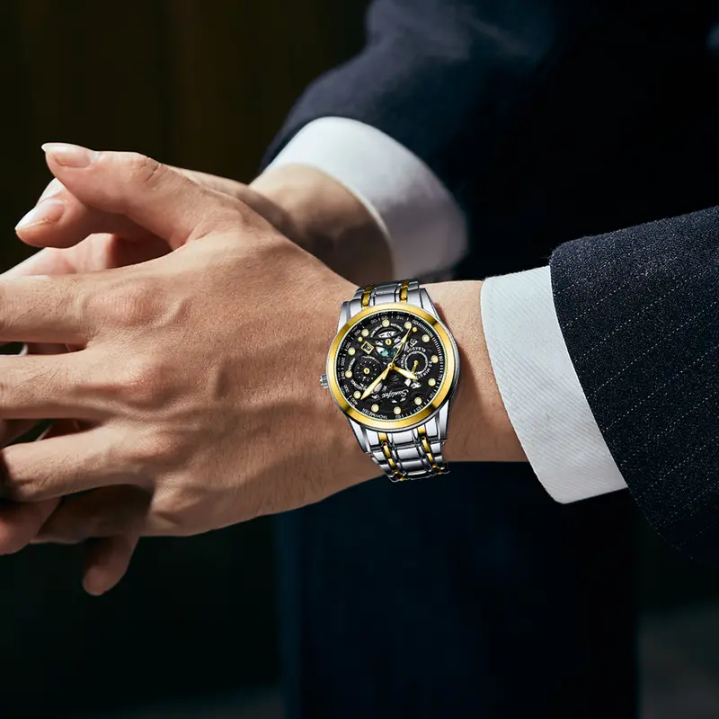 Sunlifex Jam Tangan Pria Original Display Kuarsa Anti Air Tali Stainless Steel Santai Mode Jam Tangan Cowok SL9001 8