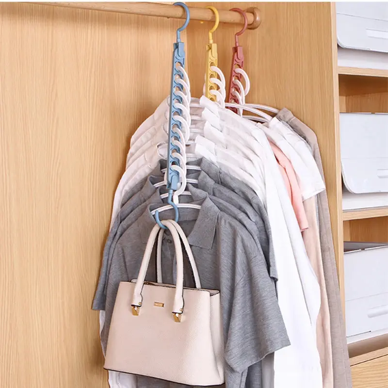 9 hole magic clothes hanger multifunction folding hanger rotating clothes hanger