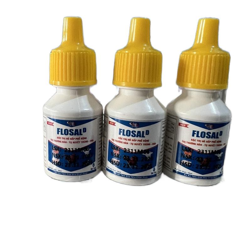 3 lọ Flosal D 10ml hen khẹc, thương hàn trên gà đá, gà chọi, gà tre