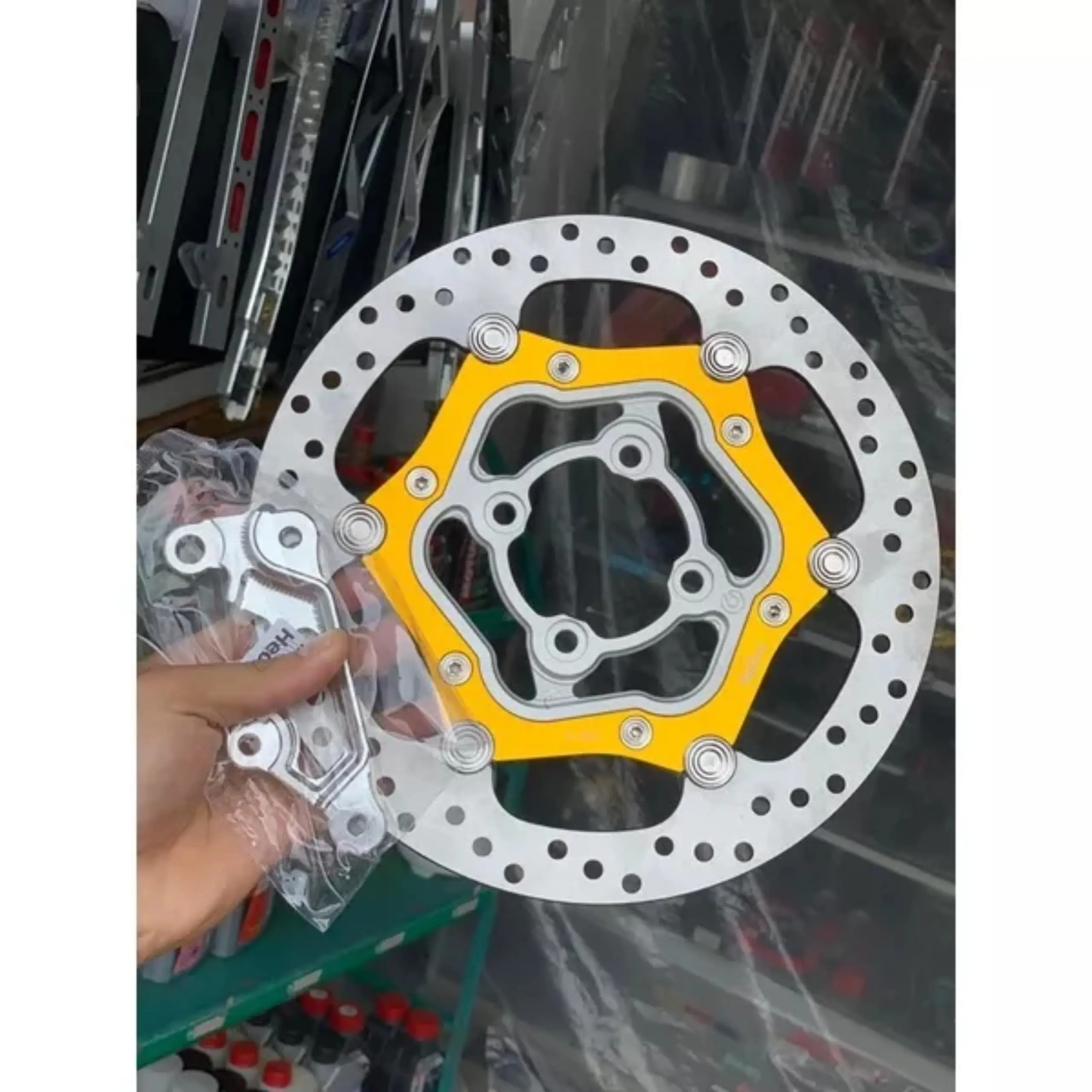 Phụ tùng thay thế. Đĩa rembo over size khoen inox 267 kèm pát heo zin cho mọi dòng xe