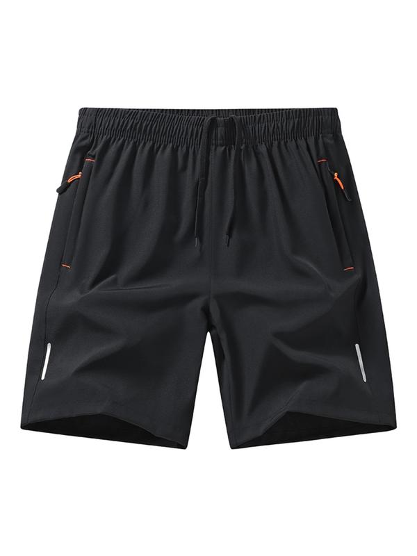Men's Solid Color Pocket Zipper Shorts, Casual Breathable Comfortable Shorts for Running Gym Workout, Men's Bottoms for All Seasons 1