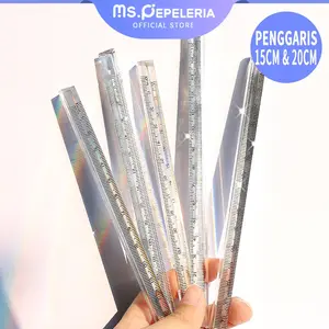 penggaris Triangle Transparent/ruler Transparan 15cm & 20cm/penggaris plastik-Ms.Pepeleria